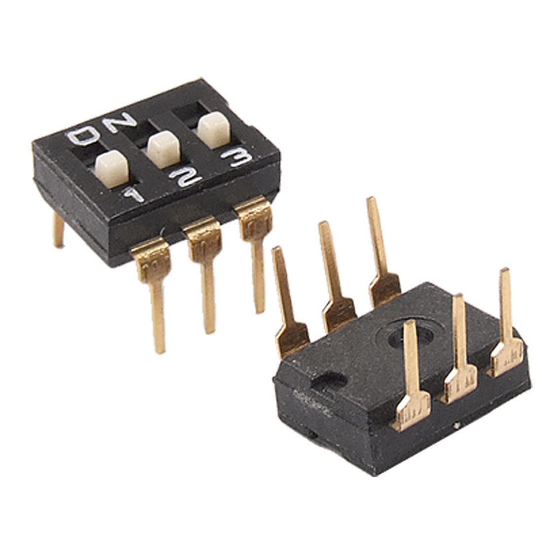 3 Pcs 2.54mm Pitch 3 Position IC Type DIP Switch Black