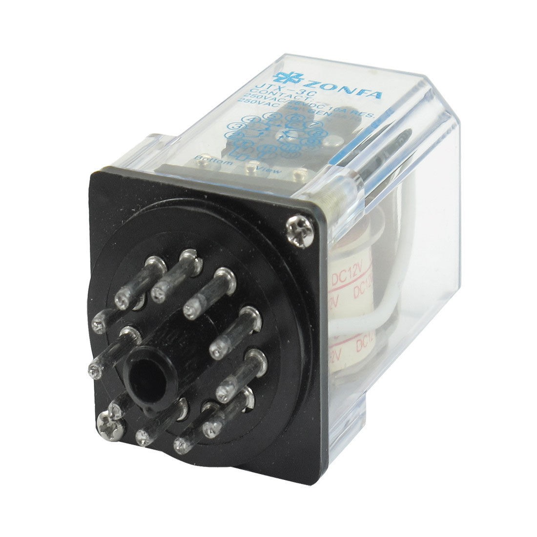 JTX-3C DC 12V Coil 11-Pin 3PDT 3NO 3NC Electromagneti<wbr/>c Relay