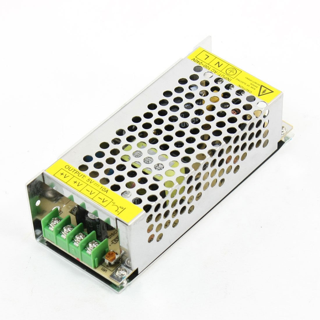 DC 5V 10A LED Switching Power Supply Adapter Transformer Silver Tone