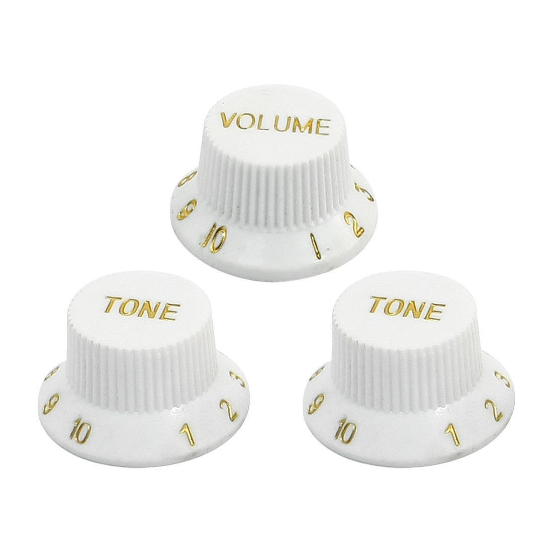 3Pcs 360 Degree Rotary White Plastic Guitar Voice Control Volume Knobs