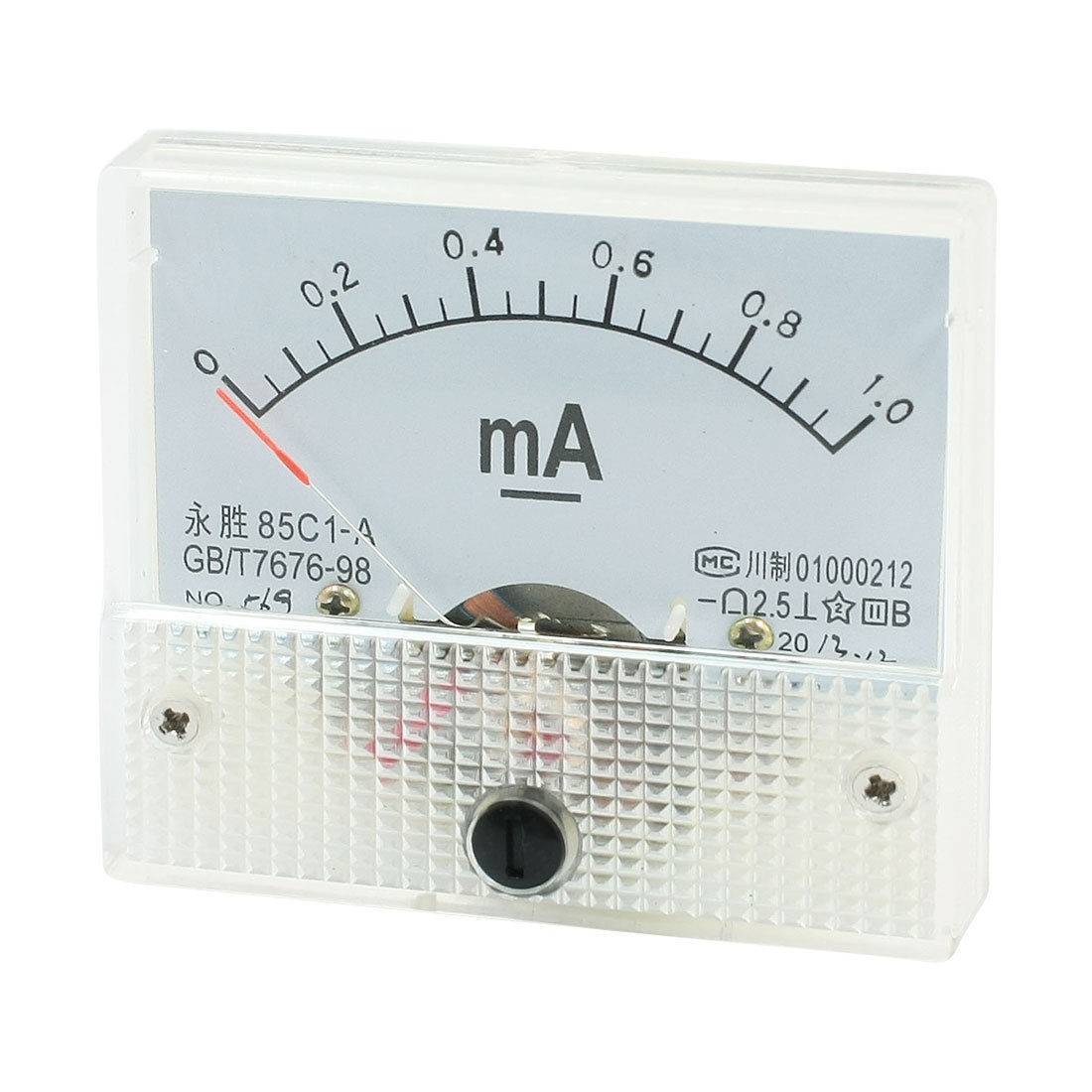64mm x 56mm Rectangular DC 0-1mA Analog Panel Meter Ammeter 85C1-A