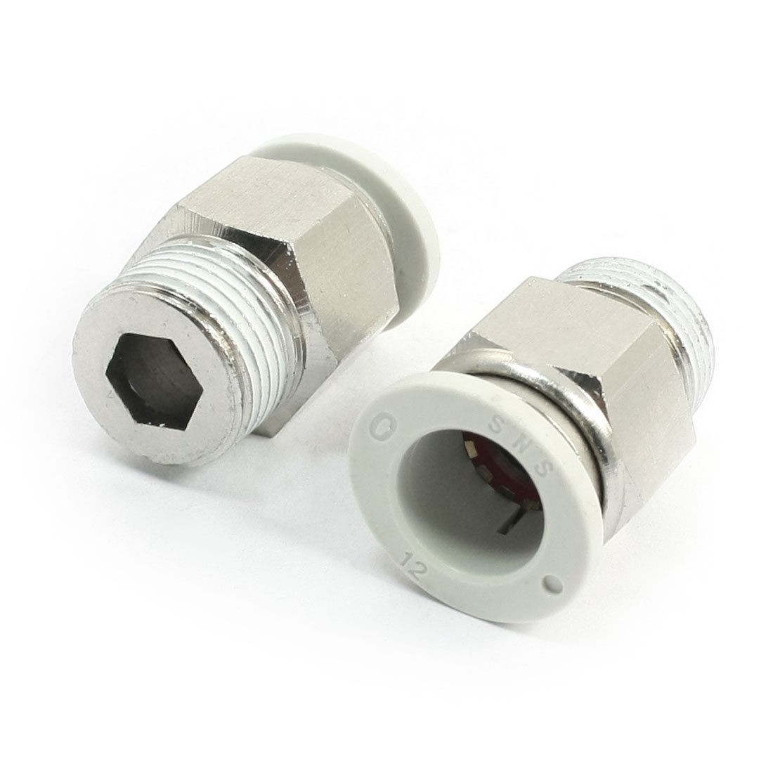 2Pcs 41/64" Male Thread to 15/32" Hose Push in Straight Connector Quick Fittings