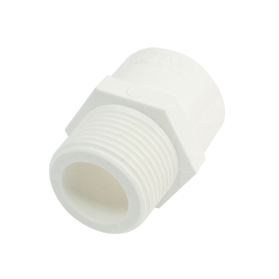 1" PT Male Threaded 32mm Slip PVC-U Pipe Straight Connecter Coupler White