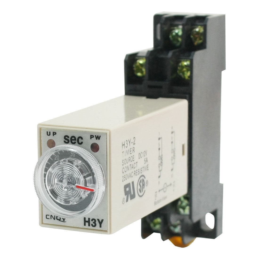 DC 12V H3Y-2 DPDT 0-60 Seconds Power on Timer Time Delay Relay w Base Socket