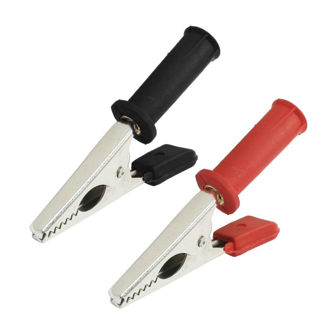 2PCS 58mm Black Red Insulating Covered Test Probe Alligator Clips