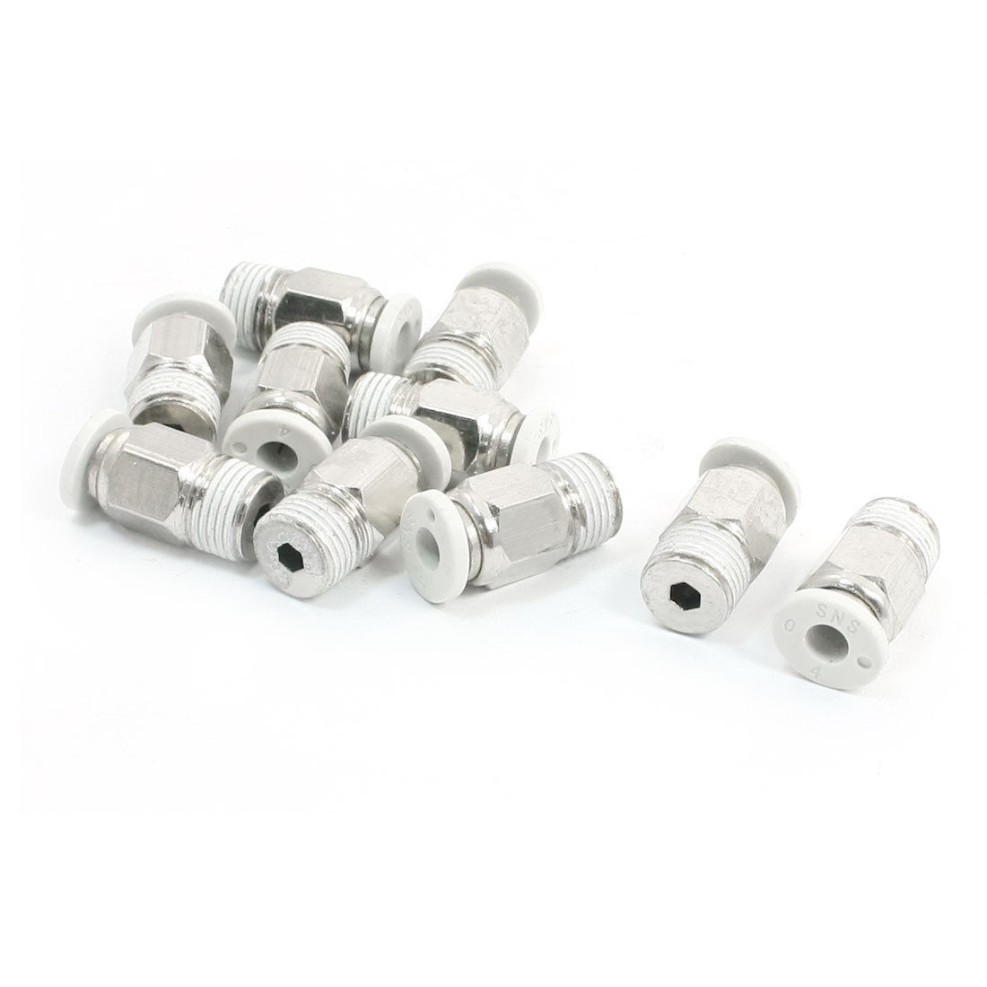 10 Pcs 1 4"NPT Male Threaded to 4mm Tube Straight Quick Coupling Fittings