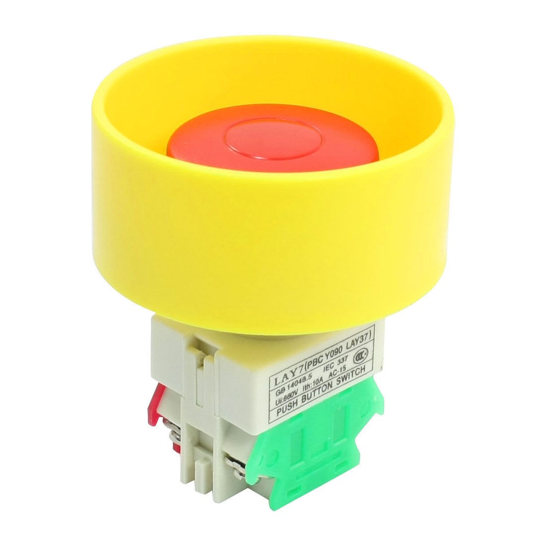 Red Mushroom Head Momentary Push Button Switch 660V 10A w Safeguard Cover