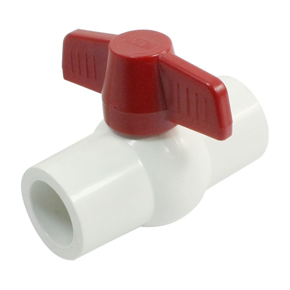 25mm x 25mm Slip Ends Full Port White Red PVC Pipe Connect Ball Valve