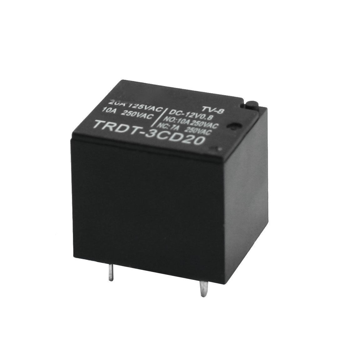 12VDC Rating Coil 5Pin PCB Plug-in Type Mini Power Relay Black