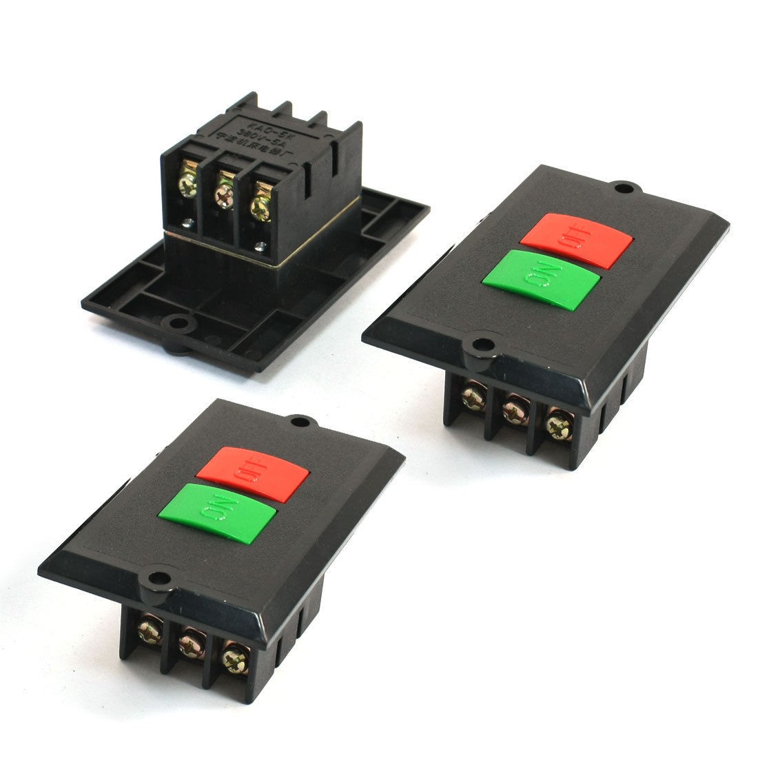 3PCS 6-Terminals SPST 2P Locking Electromagneti<wbr/>c Switch Black 380V 5A KAO-5K