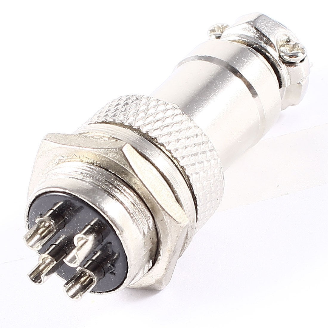 Panel Mount GX16 16mm Diameter Screw 4 Pin Metal Aviation Connector Plug