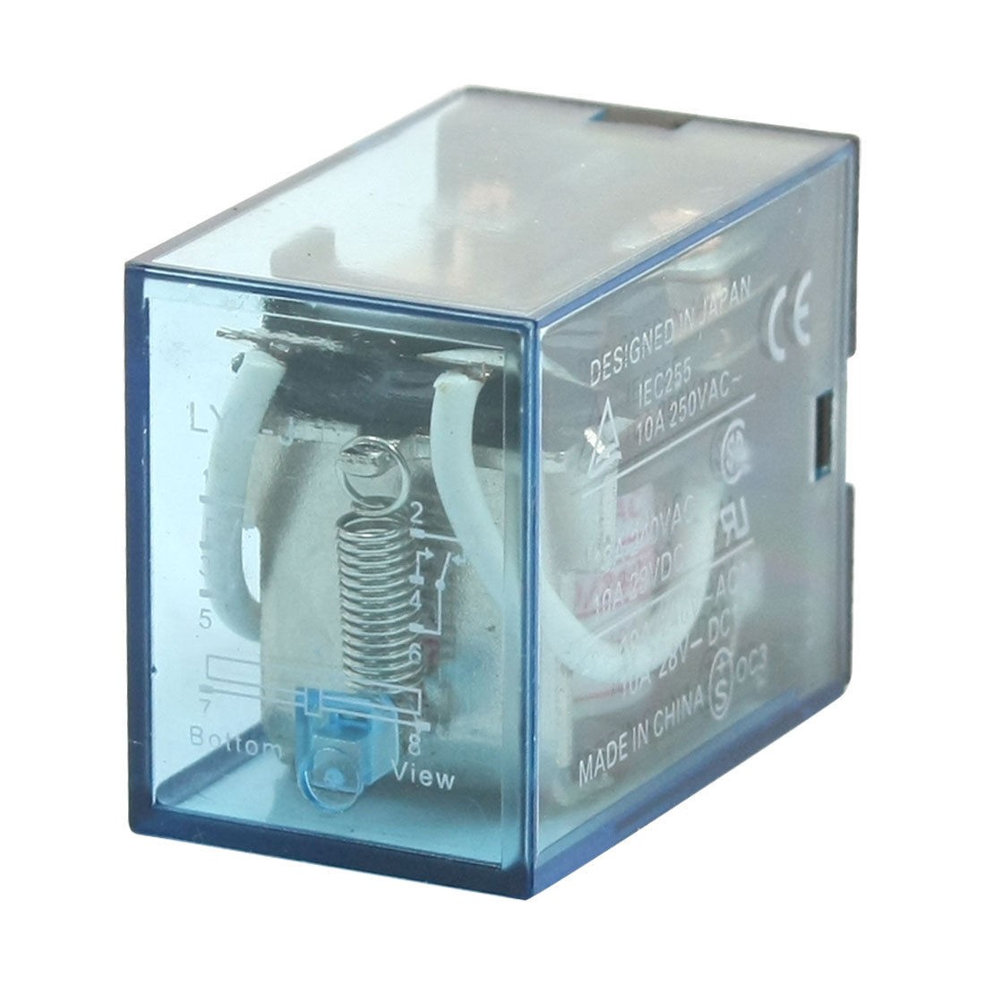 Clear Blue Shell 220-240V AC Coil Voltage 8 Pin 2 Pole Power Relay LY2-J