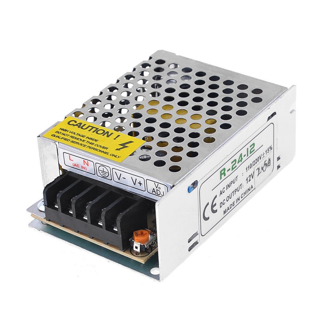 Silver Tone Aluminum Housing DC 12V 2.5A LED Switching Power Supply