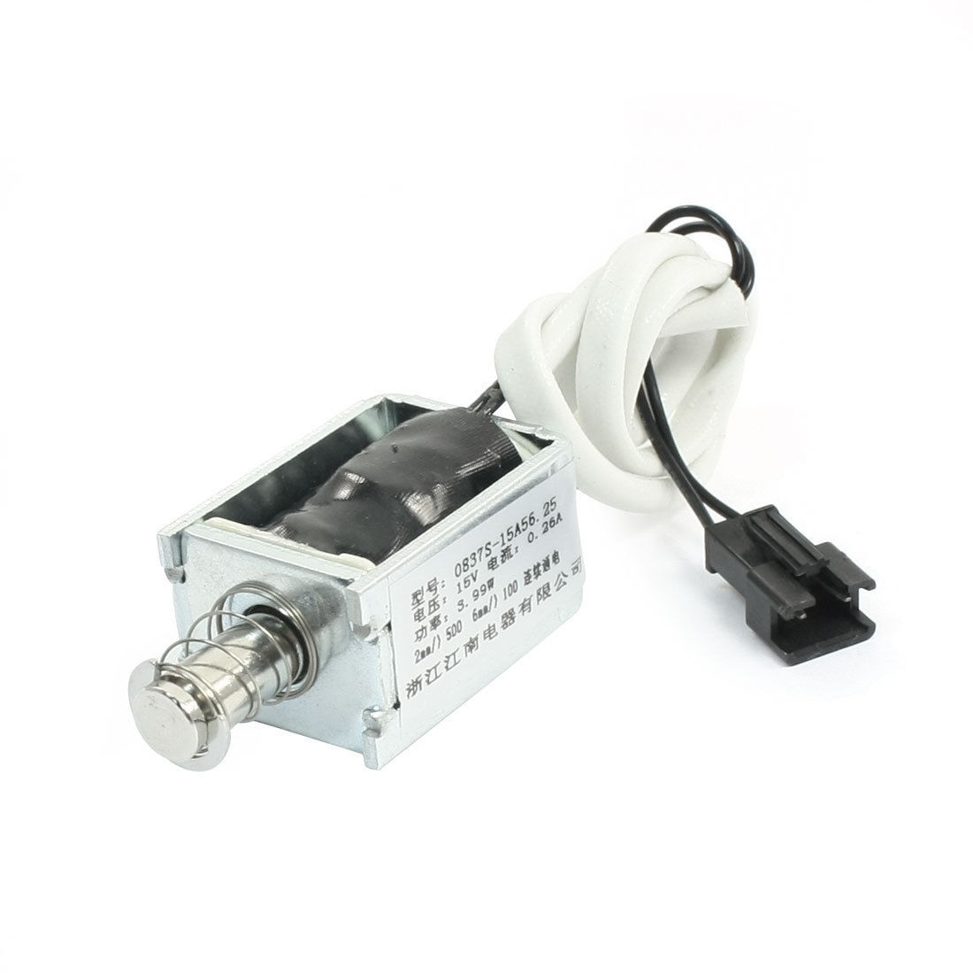 DC15V 0.26A Open Frame Solenoid Electromagnet 2mm 500g 6mm 100g w Spring Plunger