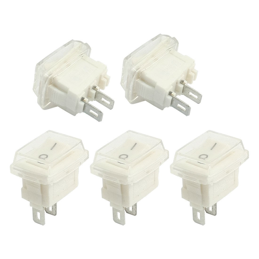 5Pcs SPST Waterproof 2Pin Soldered Snap in Rocker Switch 3A 250VAC 6A 125VAC