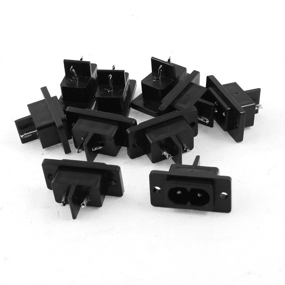 10 Pcs Black 2 Pins IEC320 C8 AC Power Socket Connector AC 250V 6A