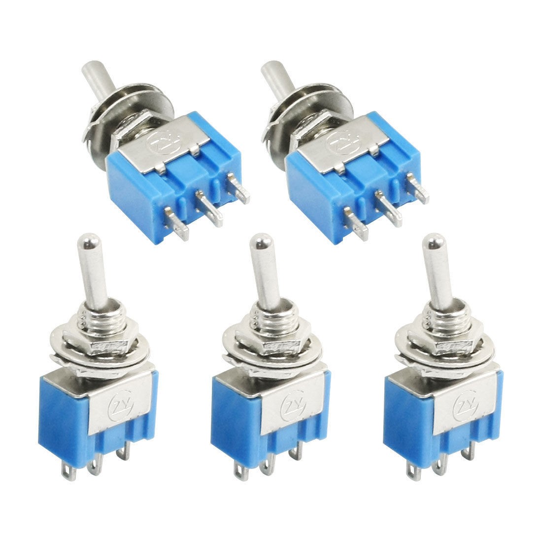 5 Pcs AC 125V 6A SPDT 3 Pin ON/OFF/ON Latching Control Toggle Switches