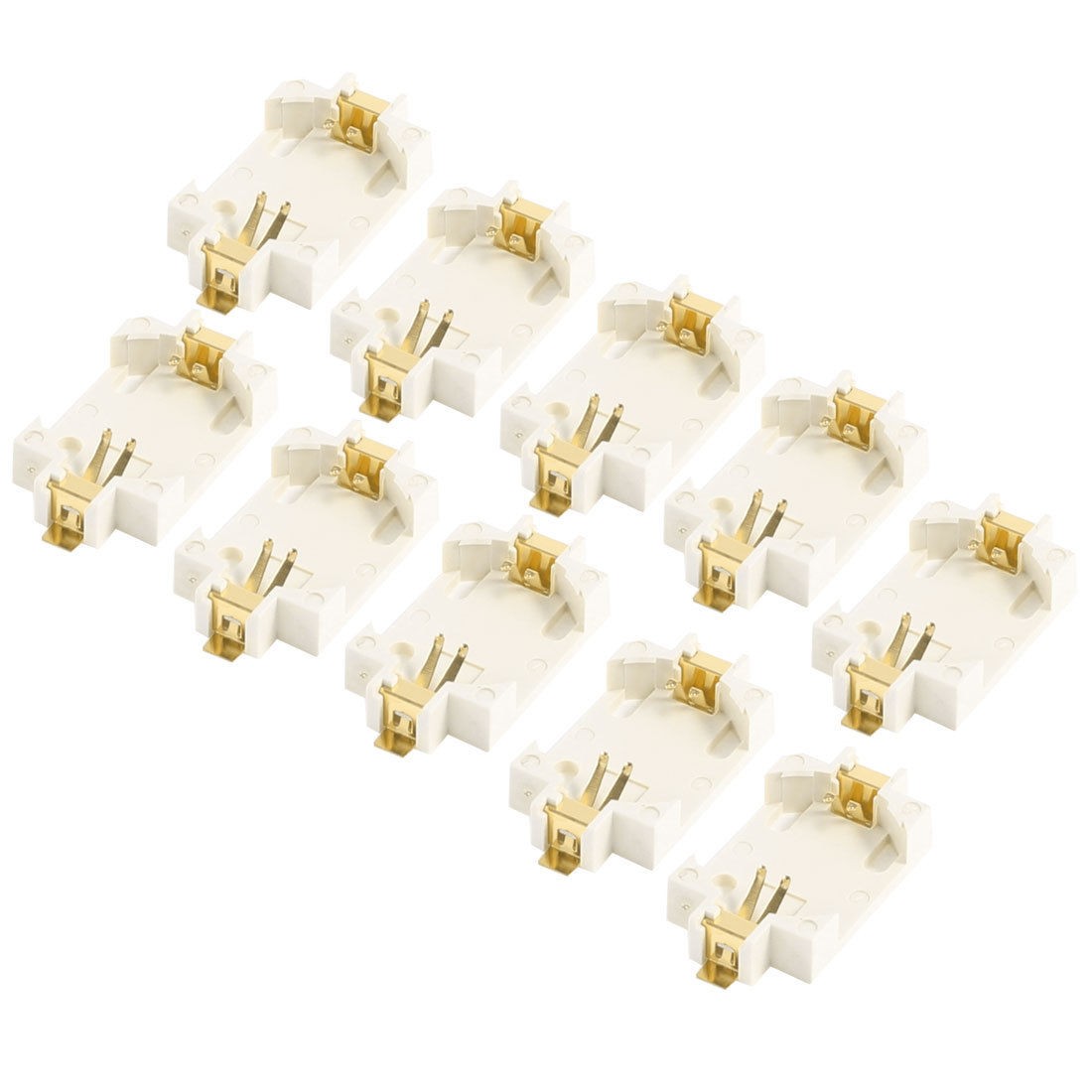 10 Pcs Off White Plastic Button Coin Cell Battery Socket Holder for CR2032