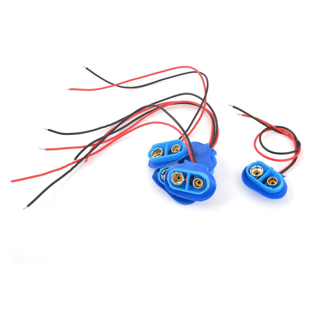 5 Pcs Blue Faux Leather T Type 15cm Wired 9V Battery Clip Connectors