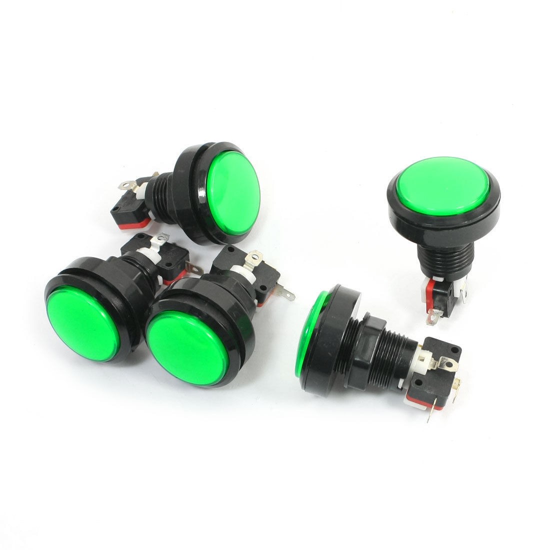 SPST Green Indicator Momentary Game Machine Arcade Button Micro Switch 5 Pcs