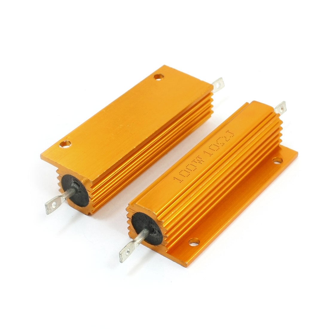 100Watt 10 Ohm Chassis Mounted Aluminum Shell Housded Clad Resistor 2 Pcs