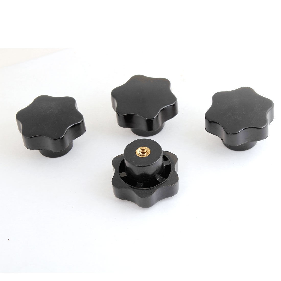 4pcs M8x50mm Thread Black Plastic Star Head Clamping Knob Grip