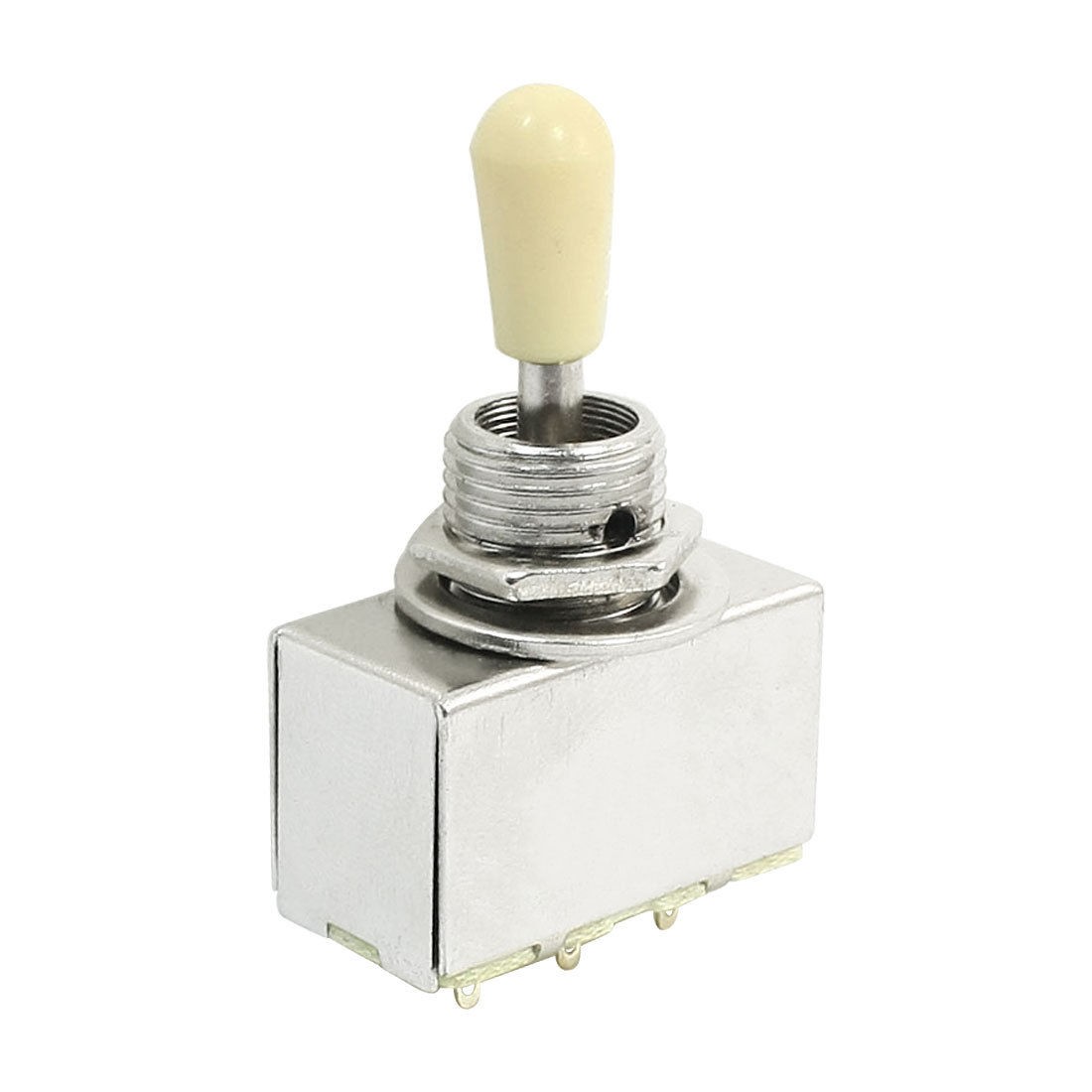 Chrome Electric Guitar Box Style Beige Plastic Knobs 3 Way Toggle Switch