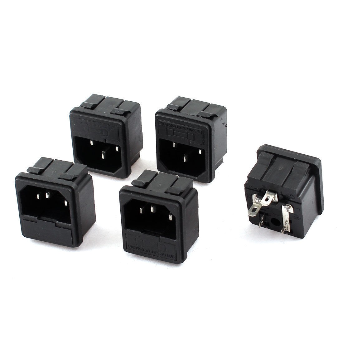 5 Pcs Panel Mounted 4 Pin C14 Inlet Male Power Plug 10A AC 250V