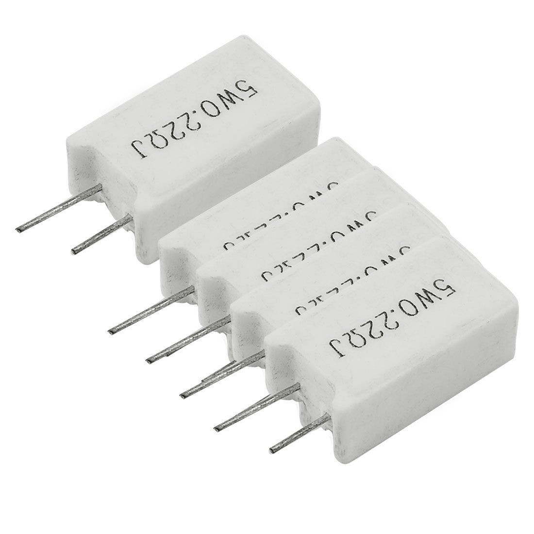 5 x 5W 0.22 Ohm 0.22R 5% Radial Ceramic Cement Power Resistors
