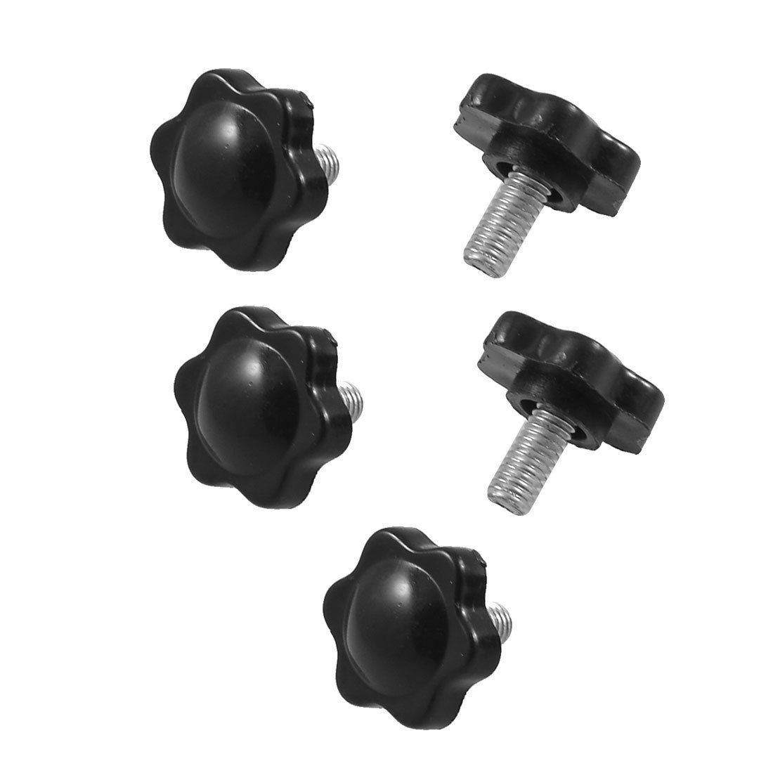 5 Pcs M6 x 15mm Male Thread 25mm Hex Shaped Head Clamping Knob Black
