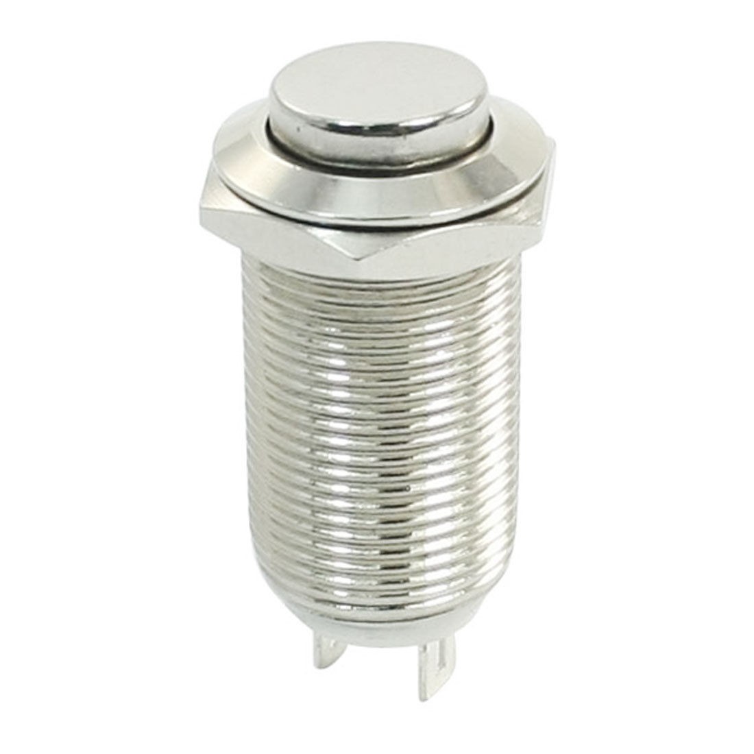Metal Latching High Flat Push Button Switch 12mm Threaded SPST ON/OFF