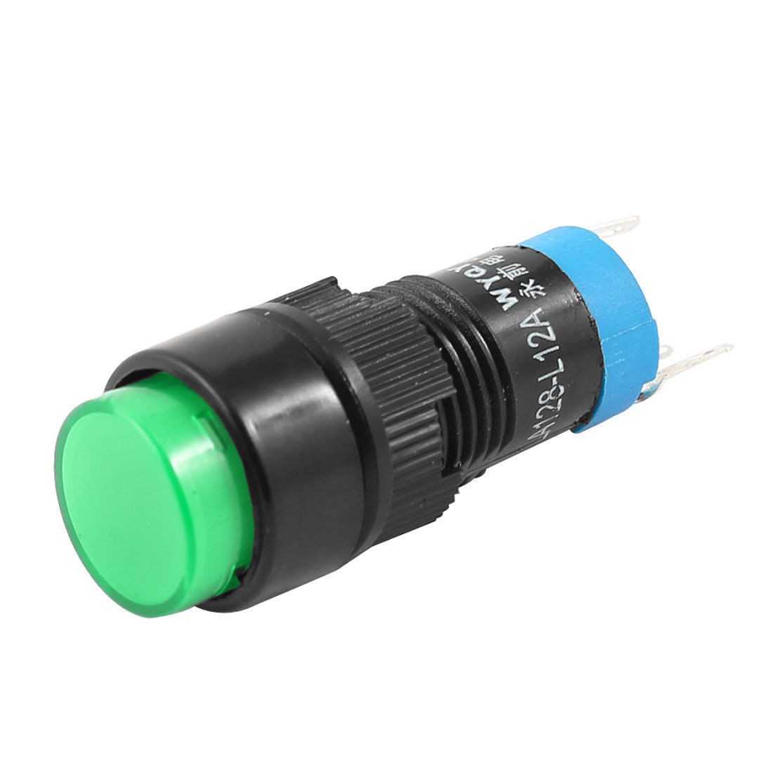DC 24V SPDT 5Pin Soldering Momentary Green Indicator Lamp Push Button Switch