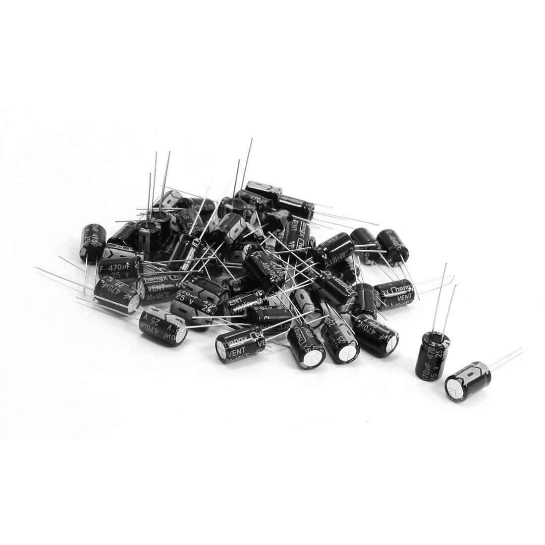 8mm x 12mm 25V 470uF Soldering Cylindrical Electrolytic Capacitor 50Pcs