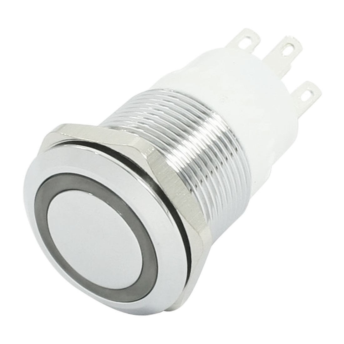 24V 3A 19mm Thread Red LED Angel Eye SPDT Momentary Flat Head Push Button Switch