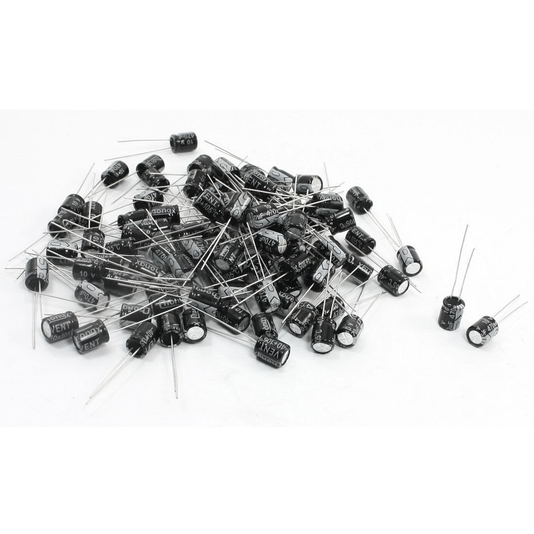 100 Pcs 6 x 8mm Radial Type Through Hole Electrolytic Capacitor 10V 470uF