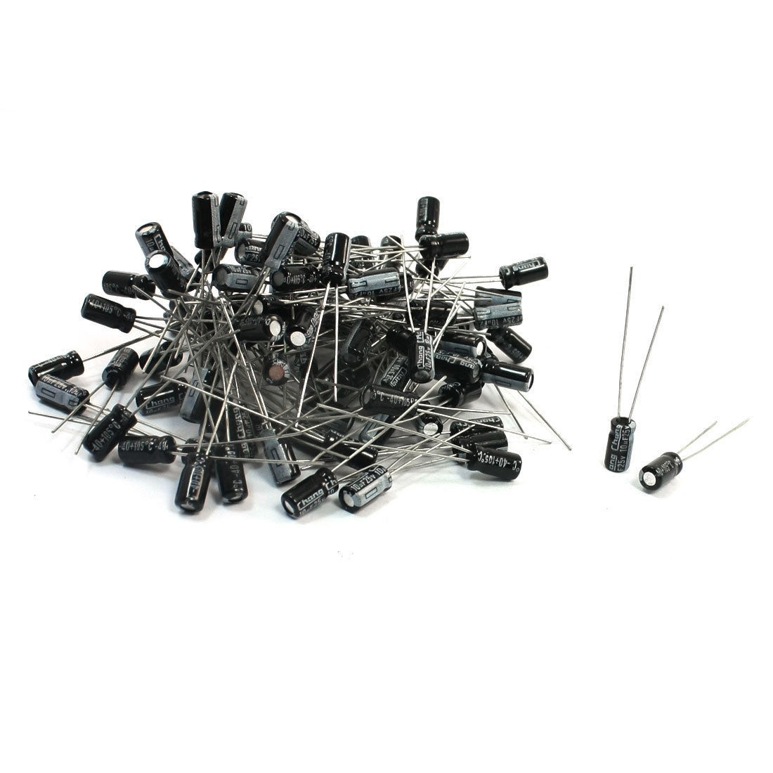 4mm x 8mm Radial Type Aluminum Electrolytic Capacitor 25V 10uF 100 Pcs