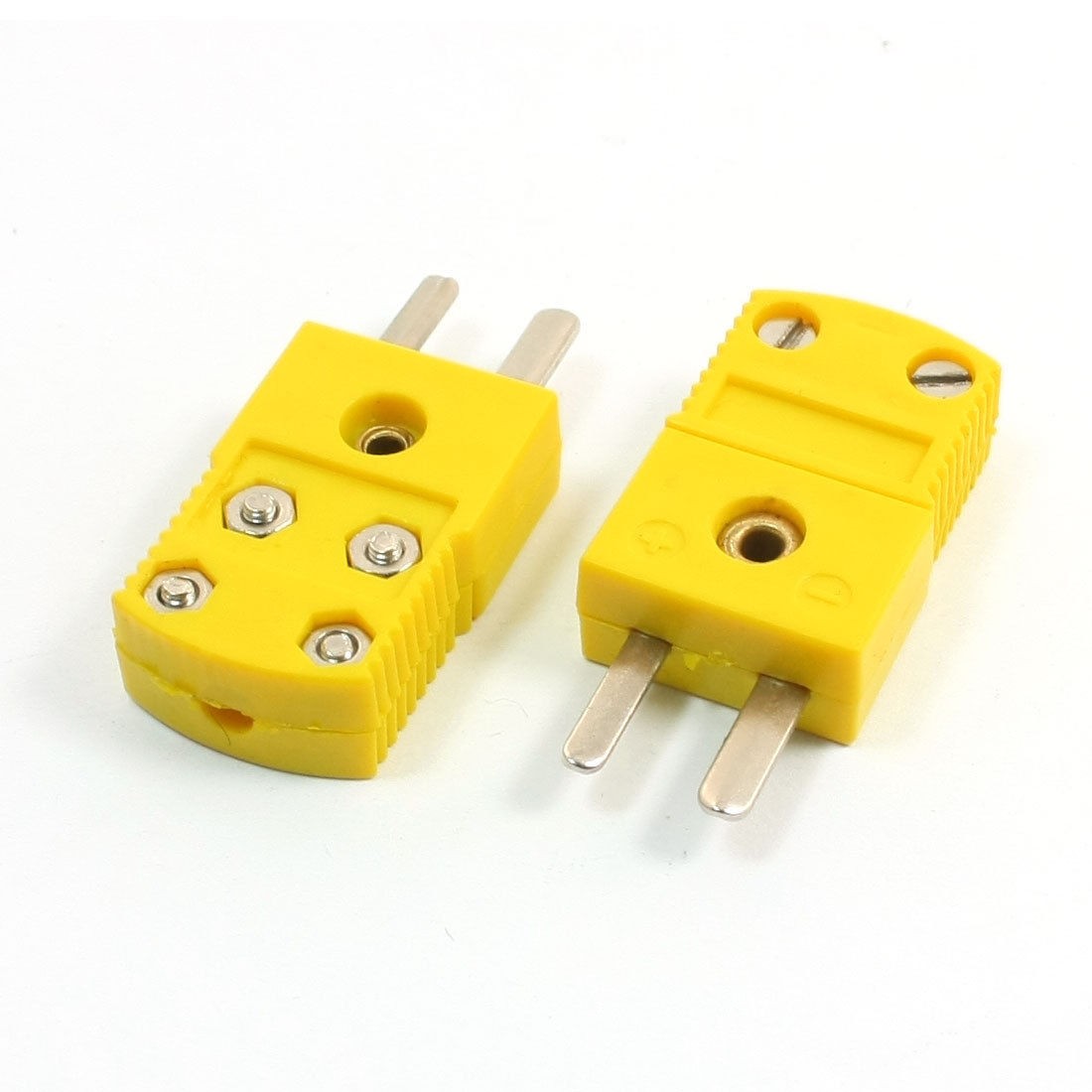 2Pcs RTD Circuits Male Plugs Thermometer Thermocouple Adapter Yellow