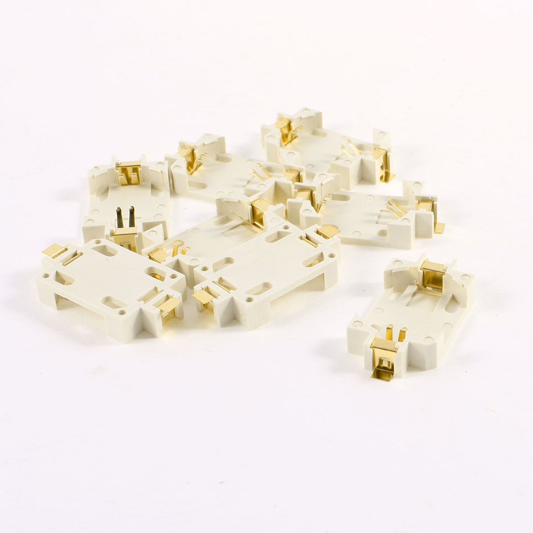8 Pcs Off White Plastic CR2032 Cell Button Lithium Batteries Socket Holder