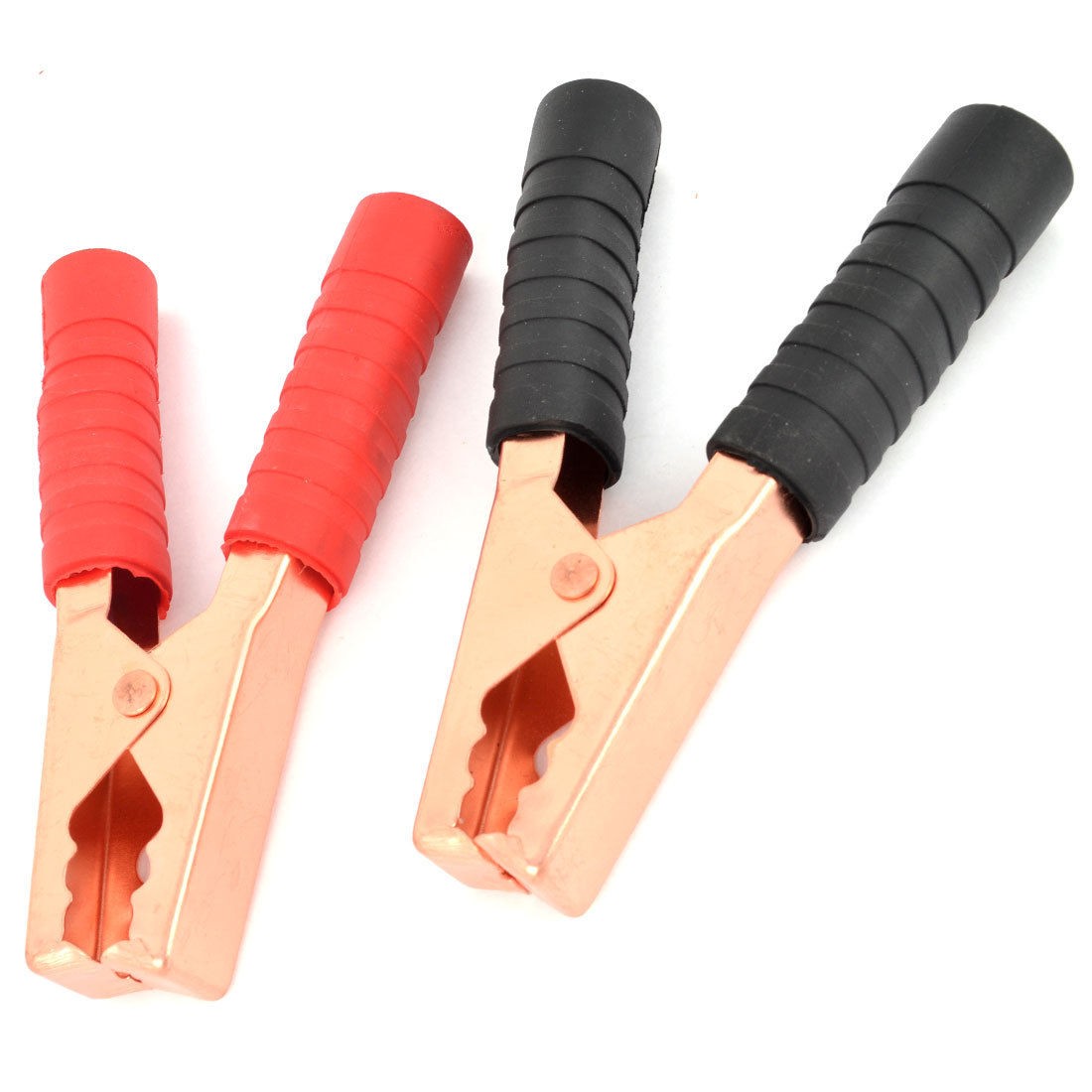 2 Pcs 140mm Long Copper Plated Car Battery Test Alligator Clip Red Black 45A