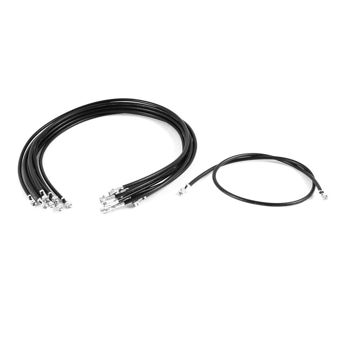 10 x Black Silver Tone Female Pin Connector Terminal Double Head Jumper Wire 8"