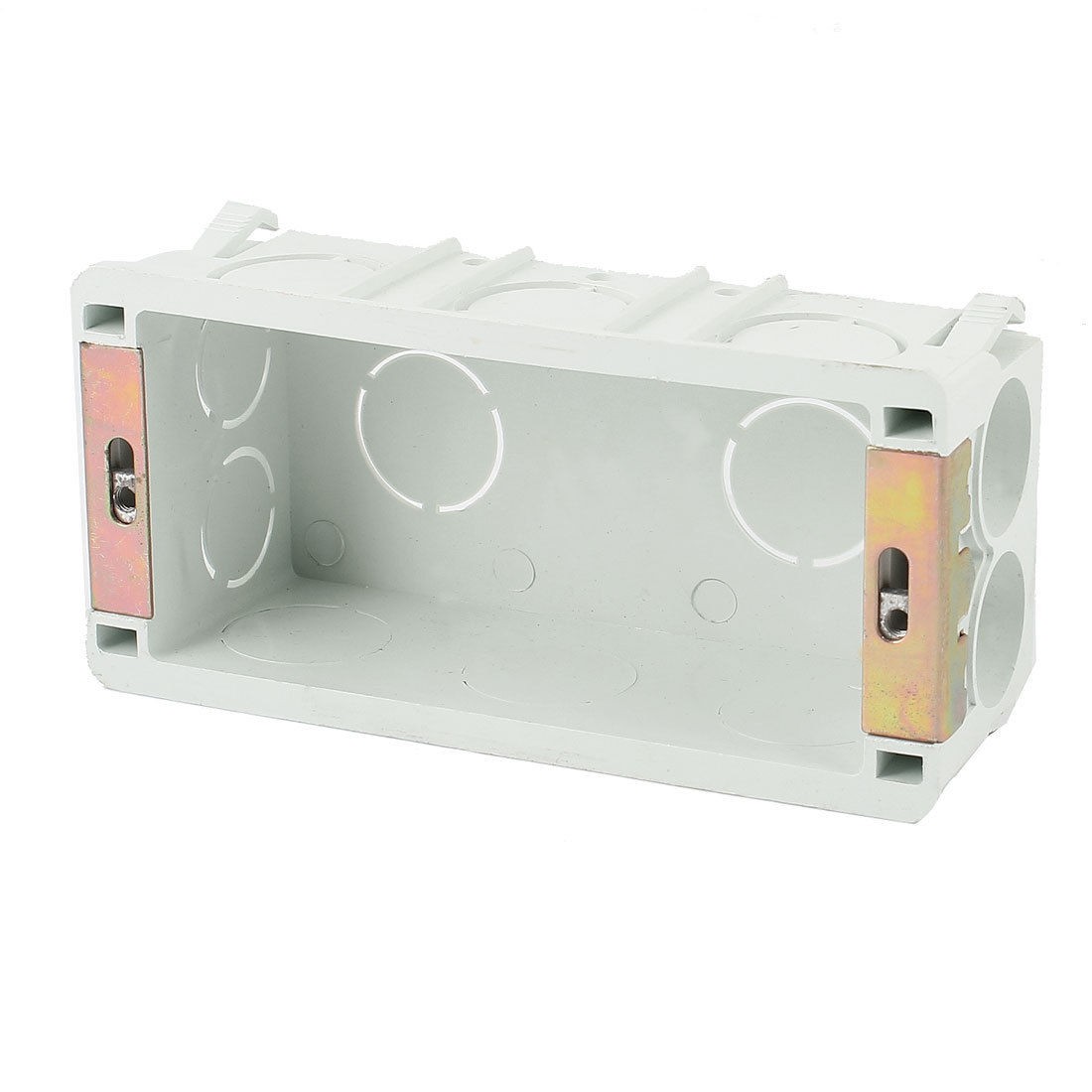 Light Gray Plastic 2 Gang 135mmx 65mmx 45mm Rectangle Shape Pattress Back Box