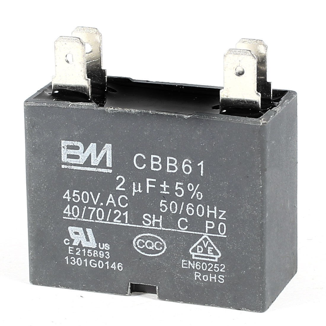 Gray Plastic Shell Motor Running Capacitor CBB61 450VAC 2uF