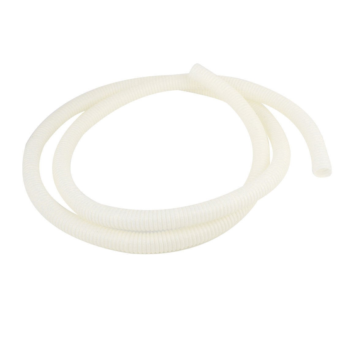 White Plastic 21mmx18mm Corrugated Wire Tubing Convoluted Tube 1.8M