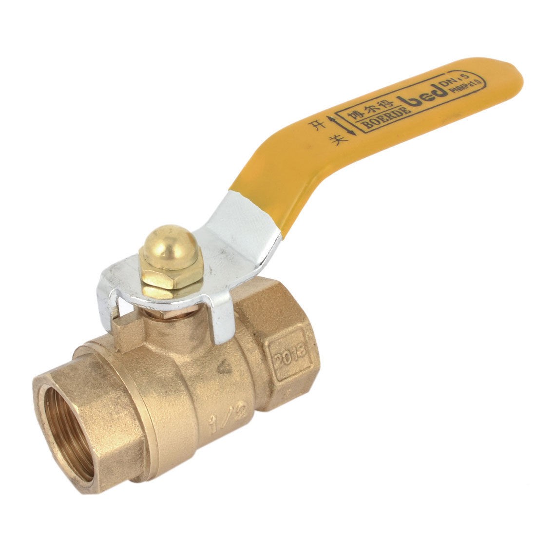 1/2 PT Female F/F Threaded Yellow Lever Arm Handle Brass Ball Valve