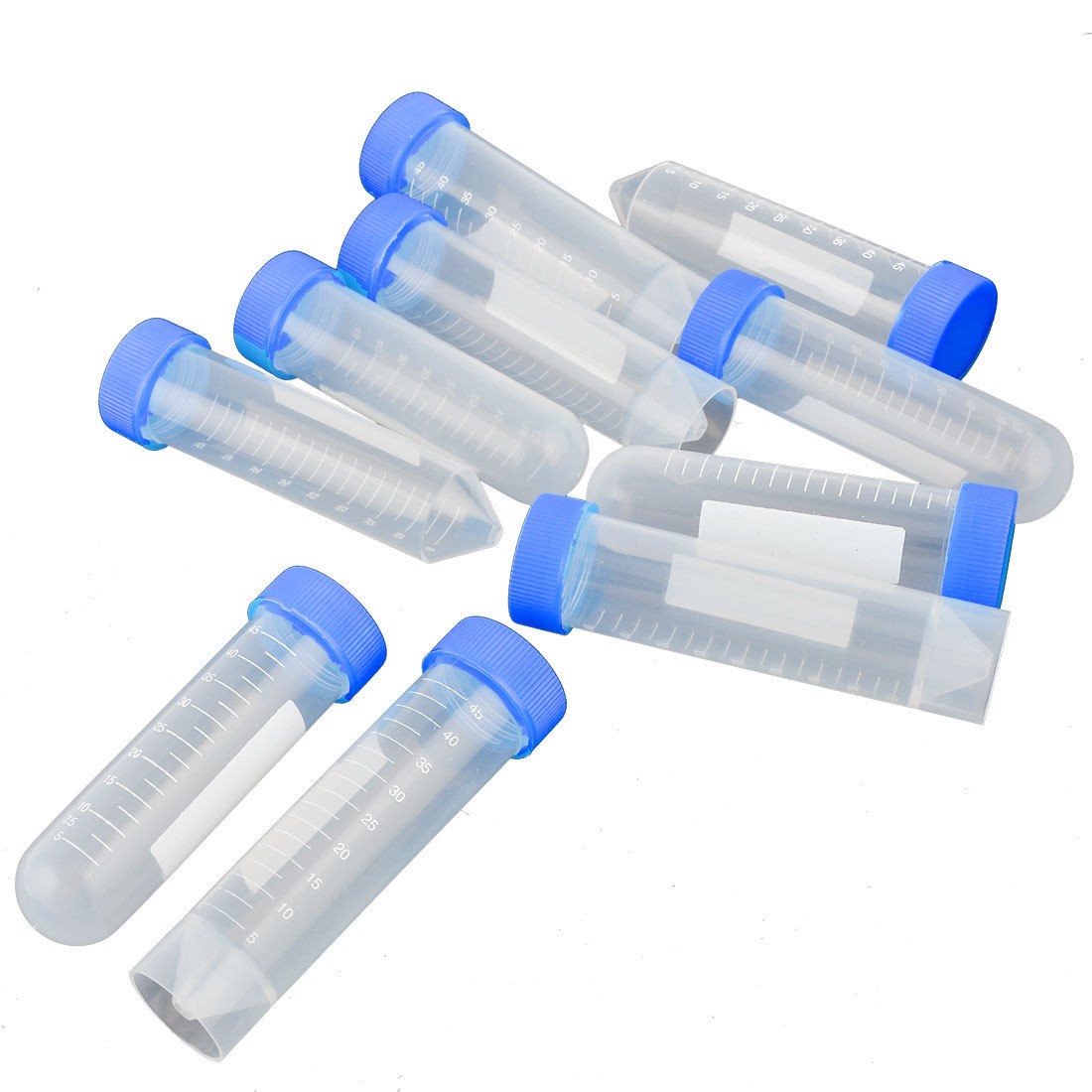 Blue Clear Plastic Ribbed Lids Graduated Centrifuge Tubes 1.7oz 10 Pcs