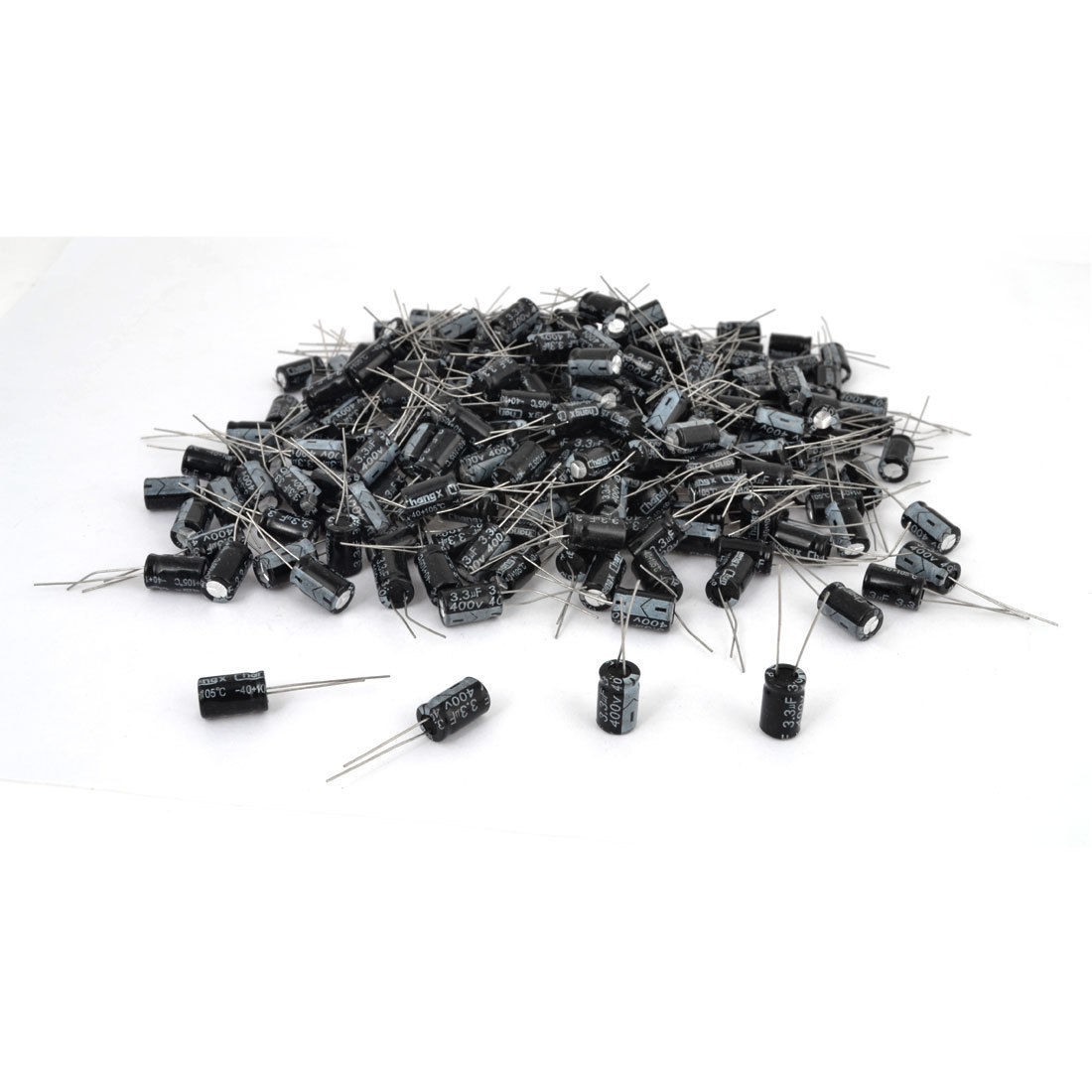 500 Pcs 8mm x 12mm 3.3UF 400V Polarized Radial Electrolytic Capacitor