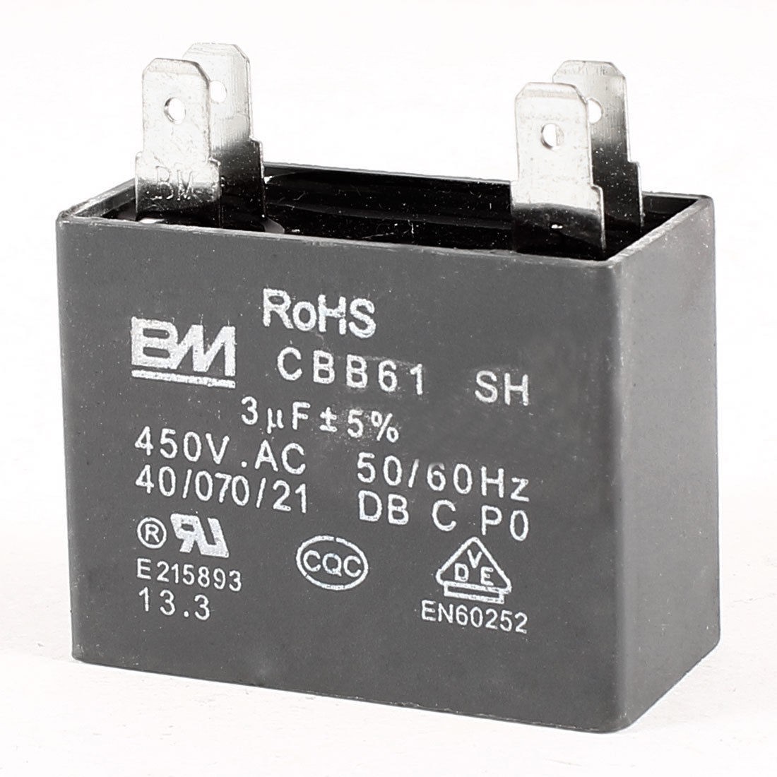 450V AC 50/60 Hz 3uF Polypropylene Film Motor Capacitor Gray CBB61