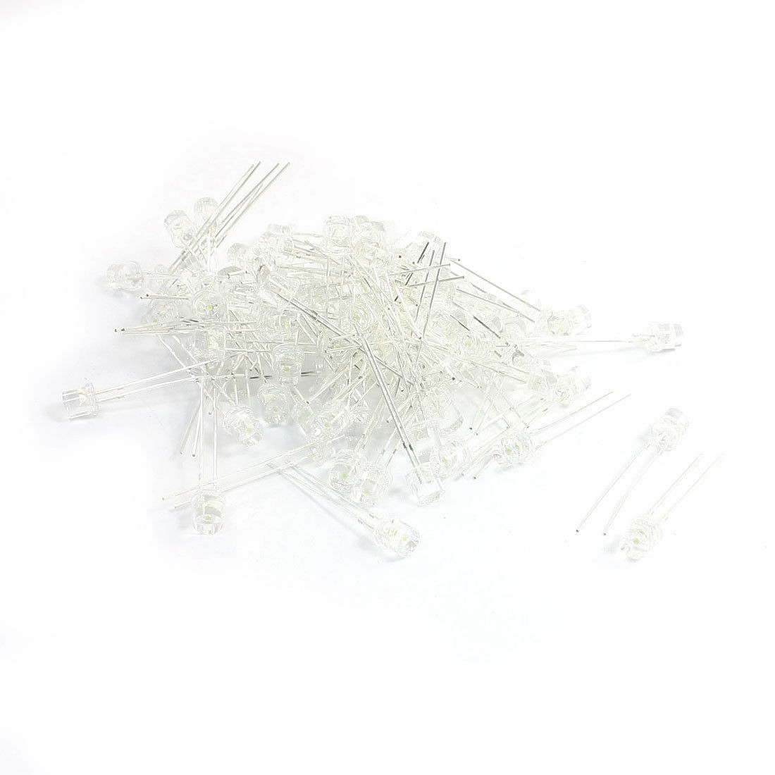 5mm x 5mm 2-Pin DIP PCB Mount White LED Emitting Diodes DC 3V 500mA 100Pcs