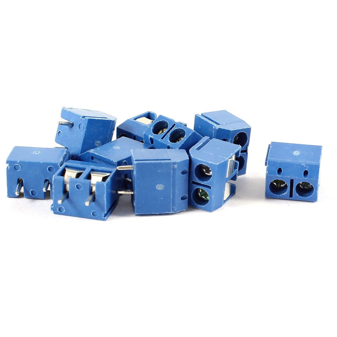 10 Pcs 2 Pin 5mm Pitch PCB Mount Screw Terminal Block Blue AC 300V 16A