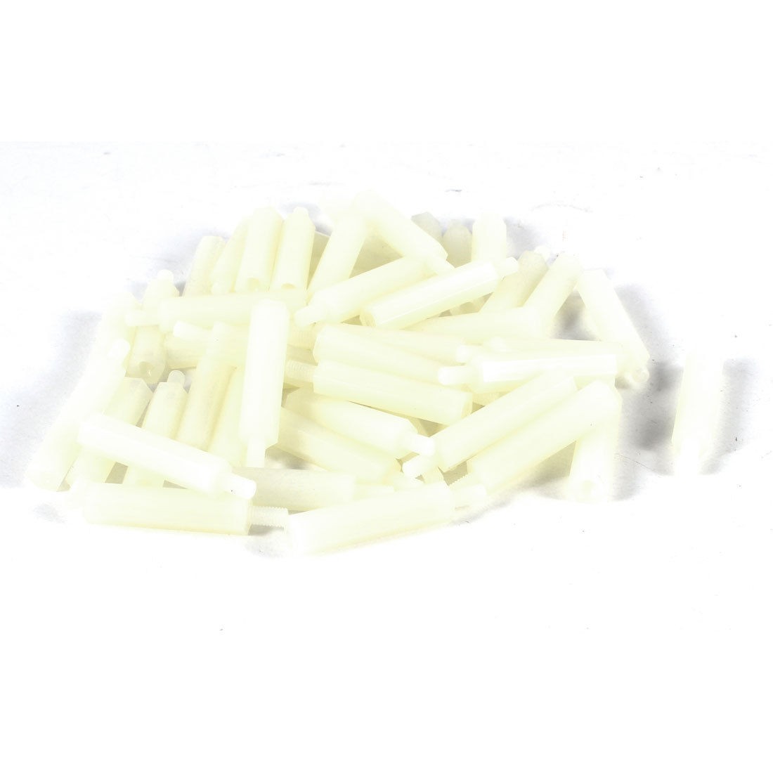 50 Pcs Nylon Hex Standoff Spacer Female to Male M3X25 6mm Off White